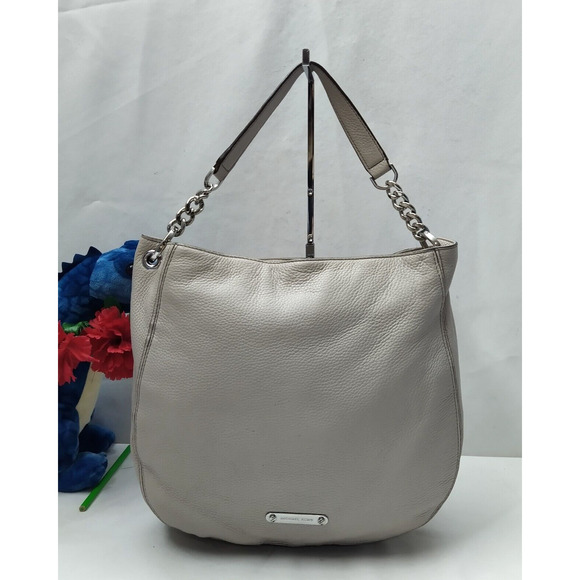 Michael Kors Gray Pebbled Leather Zipper Closure Hobo Shoulder Bag - Picture 1 of 16